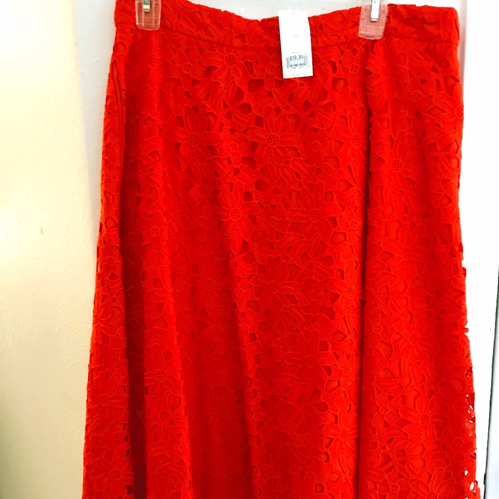 J Crew Orange Lace Skirt
